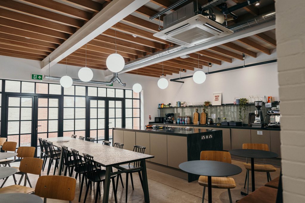 Kitchen space with bar stools